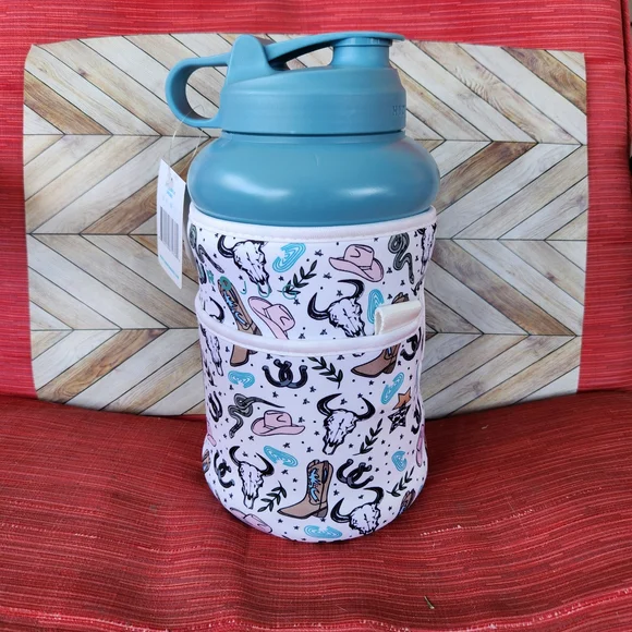 HydroJug with Patterned Sleeve - Teal and White - Picture 3 of 3